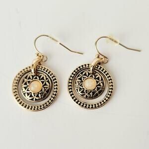 Elegant Gold-Tone Earrings with Opal Accent